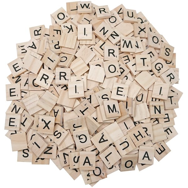 400 PCS Wood Scrabble Tiles DIY Wooden Scrabble Letters for Spelling Wood Tile Game