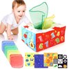 DINORUN Baby Tissue Box Toy - Baby Toys 6-12 Months, Montessori Toys for Babies 6-12 Months with Crinkle, Infant Sensory Toys Baby Christmas Stocking Stuffers Learning Toy