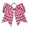 NEW "CHEVRON Hot Pink" Cheer Bow Pony Tail 7 Inch Girls Hair Bows Cheerleading Practice Football Games Uniform Dance Hairbow Breast Cancer Awareness Pink Out Game Grosgrain Ribbon