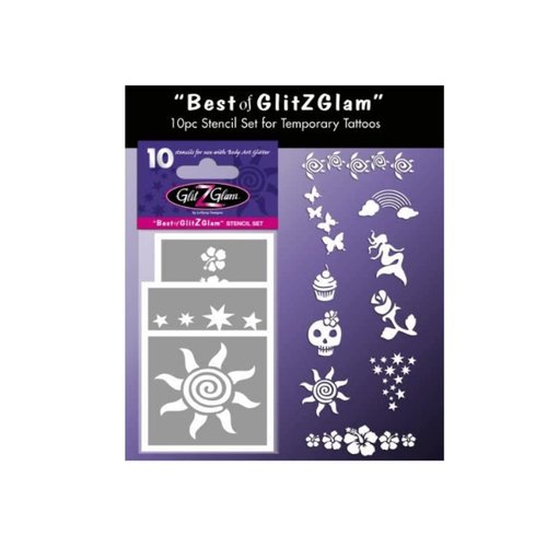 Tattoo Stencil Set: Best of GlitZGlam Temporary Tattoos Stencils Set by GlitZGlam Body Art - HYPOALLERGENIC and DERMATOLOGIST TESTED!