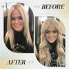 Hetto Blonde Hair Extensions Clip in Human Hair 16 Inch #17/23 Dirty Blonde Highlighted Clip in Hair Extensions Real Human Hair 7pcs 120g Double Weft Clip in Extensions