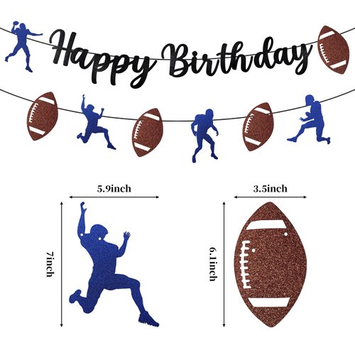 Football Banner Birthday Party Decorations for Boys Men, Sports Theme Happy Birthday Party Supplies, Football Birthday Decor Sign for Outdoor Indoor