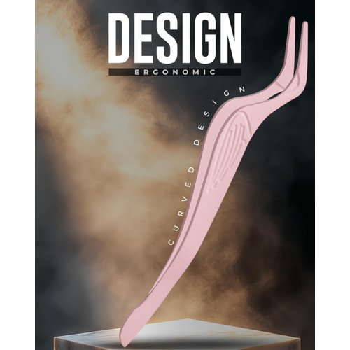 KHADMI IMPEX Eyelash Applicator Tool in Leather Case -Best Lash Cluster Applicator-with Stainless Steel Curved Design Lash Applicator Use for Wisps Lashes(Nude)