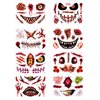 73pcs 8 Sheets Halloween Fake Scars Tattoo Prank Make up Face Tattoos Scary Big Mouth Tattoos Zombie Face Temporary Decals Fake Scars, Stitches Tattoos Zombie Props Decals Cosplay Decor Party