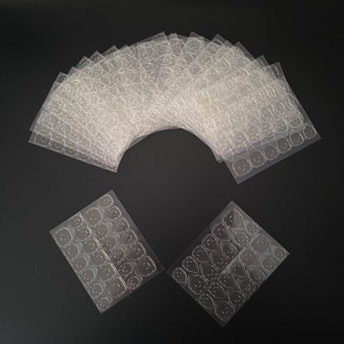 Wsiliana Ultra-Thin 480Pcs Press on Jelly Glue Super Sticky Long-Lasting Double Sided Nail Adhesive Tabs Waterproof Breathable Transparent 20 Sheets Nail Glue Sticeker (#1- S)