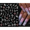 6 Sheets Flower Nail Stickers, 3D Self-Adhesive Hibiscus Nail Decals White Pink Gold Flowers Nail Art Stickers Summer Nail Design Decoration Nail Tips for Women and Girls DIY Acrylic Nails