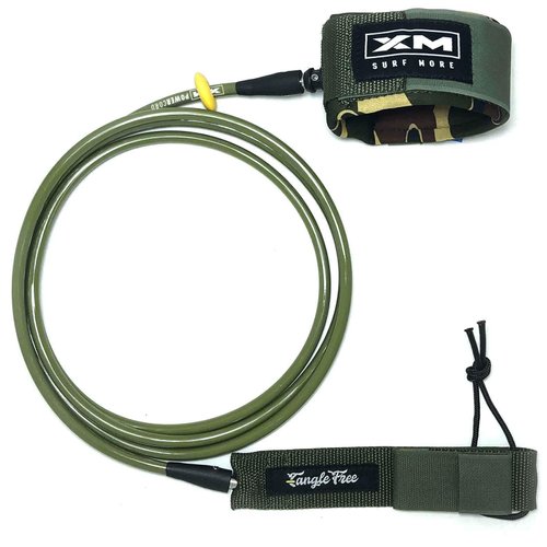 XM SURF MORE Big Wave 8ft Surfboard Leash with Tangle Free Upgrade, Cord Thickness (.313in), Key Pocket, Unbreakable Swivels, Detachable Railsaver, Made in USA