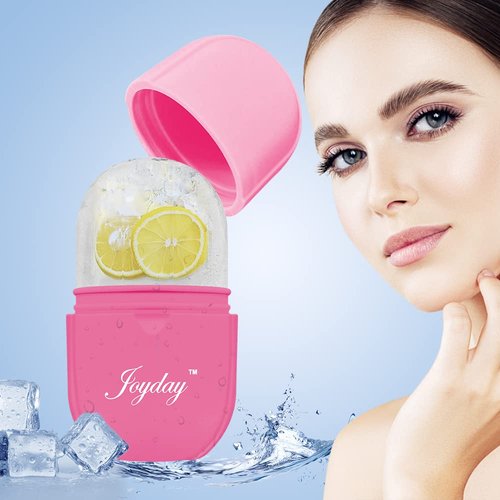 Ice Face Roller, Ice Roller for Face and Eye, Reusable Beauty Ice Facial Roller Massager for Face Skin Care, Silicone Face Ice for Shrink Pore, Remove Fine Lines and Brighten Skin Pink