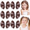 Whaline 6Pcs Football Bow Hair Clips Brown and White Football Cheer Hair Barrettes Grosgrain Ribbon Alligator Clips Sports Theme Hair Accessories