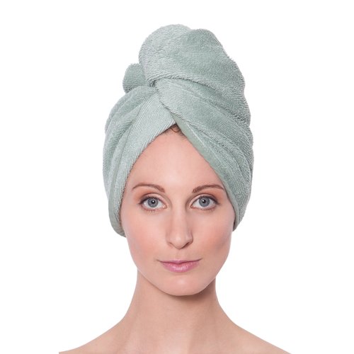Texere Women's Viscose from Bamboo and Cotton Terry Spa Hair Towel - Fast Drying, Absorbent Hair Wrap Twist Turban for Long, Thick, and Curly Hair (Tya, Lily Green, U)