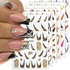 6 Sheets French Tip Nail Art Stickers 3D Self-Adhesive Gold Glitter Nail Decals Stripes Waves Lines Nail Design Stickers Acrylic Nail Art Supplies DIY for Women and Girls Manicure Tips