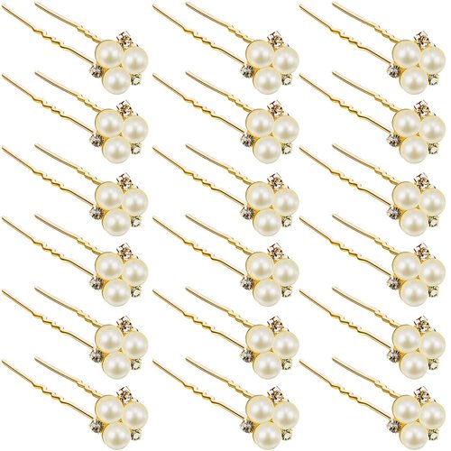 18 Pcs Pearl Hair Pins Bridal Hair Accessories Pearl Crystal Bobby Bridal Hairpin Wedding Hair Accessories Pearl Hair Pins for Brides Bridesmaids Flower Women Girls