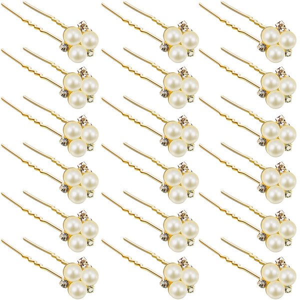18 Pcs Pearl Hair Pins Bridal Hair Accessories Pearl Crystal Bobby Bridal Hairpin Wedding Hair Accessories Pearl Hair Pins for Brides Bridesmaids Flower Women Girls