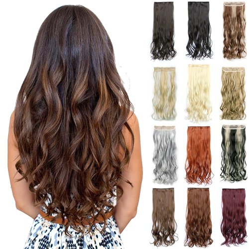 22 inches Hair Extensions 1 Piece 5 Clips 3/4 Full Head Long Curly Synthetic Hairpieces