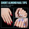 TOMICCA Short Almond Gel x Tips - Almond Shape Acrylic Nail Tips, Soft Gel Nail Tips Full Cover Nail Extensions 240pcs for Beginner and Professional 12 Sizes