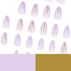 RUOKEXIN Almond Press on Nails Medium Fake Nails Purple False Nails with 3D Gold Butterfly Designs Glitter Full Cover Acrylic Artificial Nails Glossy Glue on Nails Natural Stick on Nails for Women