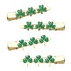 St.Patrick's Day Hair Clips Glitter Shamrock Clover Hairpins Green Charm Lucky Leaf Hat Embellished Gold Alligator Hair Clips for Party Gift