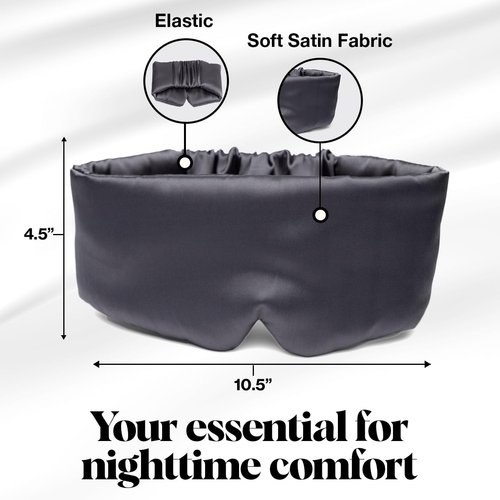 Kitsch Satin Sleep Mask - Eye Mask for Sleeping | Softer Than Silk Eye Sleeping Mask | Satin Blindfold & Sleep Masks for Women | Eyemask & Eye Cover for Sleeping for Women (Charcoal)