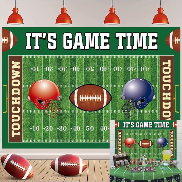 Football Backdrop It's Game Time Party Backdground Football Birthday Banner Touchdown Football Party Decorations Boy Birthday Party Backdrop 8x6FT