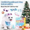 Ylpaprm Samoyed Walking Dog Toy for Kid Girl Puppy Toy Dog Licking Barking Dog with Leash, Electric Talking Singing Tail Wag Plush Robot Dog DIY Pretend Dress Up Interactive Dog