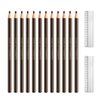 SUMEITANG 12 Pcs Pull Cord Peel-off Dark Brown Eyebrow Pencil，Wooden Hard-core Microblading Eye Brow Pencil For Marking, Filling And Outlining, waterproof and sweat-proof for Professionals & Beginners