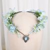 Vivivalue Fairy Flower Crown Floral Headband Elven Headpiece for Women Girls Woodland Forest Elf Circlet Halloween Renaissance Wedding Bridal Cosplay Prom Photo Props Blue