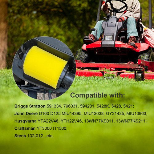 4 Pack Air Filter 591334 796031 Lawn Mower Air Filters Compatible with Briggs and Stratton 594201 797704 Replacement Air Filter, Plus Foam Pre-Cleaners