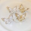Jumwrit 4pcs Mini Butterfly Hair Claw Clips Small Pearl Hair Jaw Clips Glitter Rhinestone Hair Clamp Strong Hold Cute Fairy Gold Silver Metal Hair Clips for Women Girls (Style 4)