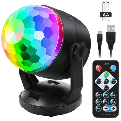 Luditek Portable Sound Activated Party Lights Indoor Outdoor, Battery Powered/USB Disco Ball Strobe Karaoke Light Stage Dancing Christmas Halloween Party Decorations Supplies for Car Room Birthday