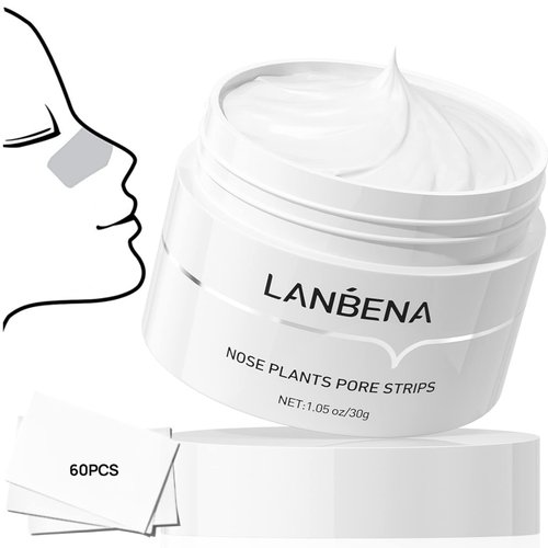 LANBENA 2.0 Blackhead Remover, Nose Plants Pore Strips Deep Cleansing Peel off Mask with Salicylic Acid, Amazonian White Clay, 60Pcs Nose Strips Black Heads Remover from Face