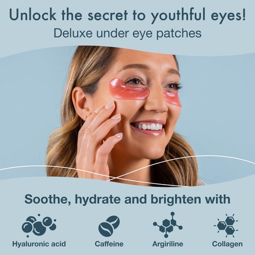 Blue Oasis Under Eye Patches for Puffy Eyes and Dark Circles - 20 Pairs Brightening Pink Eye Mask, Hyaluronic Acid and Collagen Eye Care Gel Pads, Relaxing Self Care and Home Spa Gifts for Women