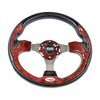 Huskey 12.5Inch Vintage Wood Grain Golf Cart Steering Wheel Compatible with Club Car,EZGO,Yamaha,SS Center Logo,Brushed Aluminum Spokes and Textured Anti-slip Grip(Adapter Required andSoldSeparately)