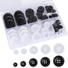 100 Pcs Premium Mixed Resin Sewing Buttons, kidoom Eco-Friendly 4-Hole Craft Buttons, 5 Sizes of Black Buttons Suitable for Sewing, DIY and Holiday Decoration(Black & White)