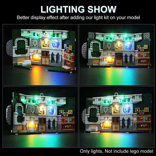 DALDED LED Lighting Kit for Lego Harry Potter Slytherin House Banner Building Set, LED Light Compatible with Lego 76410 Building Block Models (Not Include Lego Set)