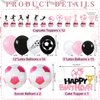 Soccer Birthday Party Decorations for Girls, Including Happy Birthday Banner, Pink Black Balloon Arch, Cake Topper, Tablecloths, Foil Balloons, for Soccer Sports Theme Birthday Party Supplies