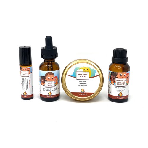 Punkin Butt Teething Comfort Pack - Teething Oil, Ear Oil, Mandarin Soothing Oil, and Weather Balm