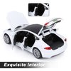 SASBSC Toy Cars Model S Die Cast Metal Model Cars with Door Open Light and Sound Pull Back Car Toys for Boys and Girls 3-12 Years Old (White)