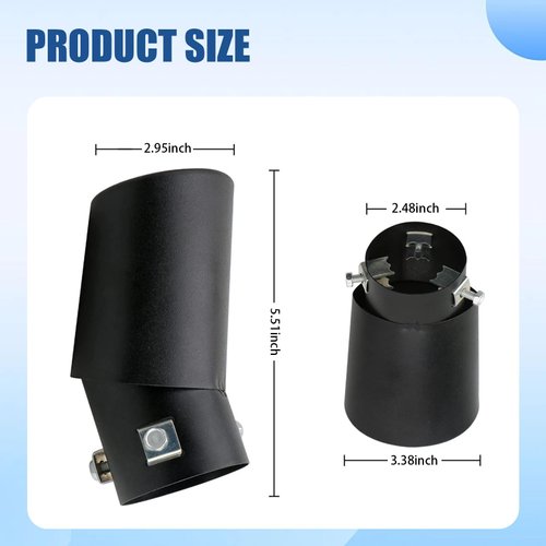 Fluher 1 PC Car Exhaust Pipe Muffler, 5.51" x 2.59" Curved Stainless Steel Screw Connection Polished Tailpipe, Noise Protection Retrofit Replacement Parts, Suitable for Most Car Models (Black)