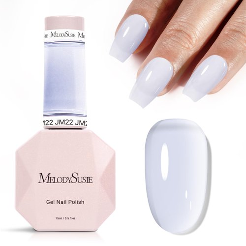 MelodySusie Jeweliver White Jelly Gel Polish, 0.5Fl Oz Milky White Lavender Gel Nail Polish Sheer...