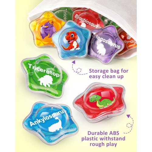 Coogam 12PCS Dinosaur Bath Toys, 12pcs Floating Dinosaur Bathtub Toy Set for Water Pool Beach Shower, Montessori Educational Learning Toy Gift for Preschool 2 3 4 Years Old Kids