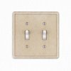 Questech Decor Double Toggle Light Switch Cover, 2-Gang Electrical Wall Plate, Double Switch Standard Size Receptacle Cover, Decorative Tumbled Texture, Travertine