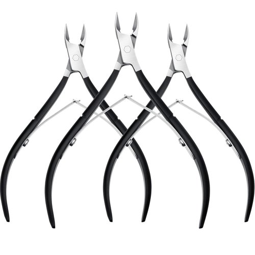 3 Packs Cuticle Cutter Cuticle Nippers Pointed Blade Cuticle Trimmer Stainless Steel Nail Clippers Manicure Tool for Fingernails No Cuticle Pusher (Black)