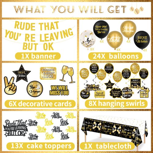 Farewell Party Decorations Supplies, Rude That You're Leaving But OK Banner Going Away Party Decorations Great for We Will Miss You Dcorations Coworker Funny Retirement Party