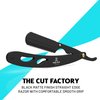 The Cut- Factory- Straight Razor with 100 Pack Platinum Treat Professional Barber Single Blade Edge Razors for Men for Close Shaving 100 Percent Stainless Steel-Black
