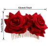 AKOAK 1 Pack Double Rose Hair Comb, Bride Hair Comb Women's Wedding Hair Accessories Bride Flamenco Dancer Hairstyle Girl Halloween Cosplay Party(Red)
