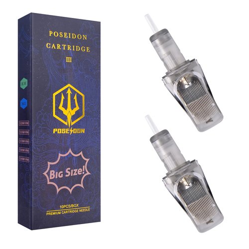 Poseidon 10Pcs Big Size Tattoo Cartridge Needles 0.35mm Standard Flat Mag 49 Magnum with Membrane Safety Cartridges (#12 Standard-1249 M1)