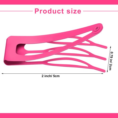 Chinco 24 Pcs Hot Pink Double Grip Hair Clips 2 Inch Metal Snap Hair Clips Women Hair Barrettes for Hair Making, Salon Supplies