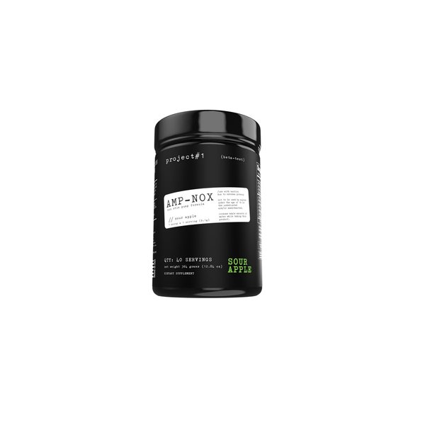 Project #1 AMP-NOX: Non-Stim Pre Workout Powder to Boost Focus & Pump | Protein Drink with Amino Acids for Men & Women | Instant Strength-Sour Apple[40 Servings] | Preworkout Amino Energy Drink Powder