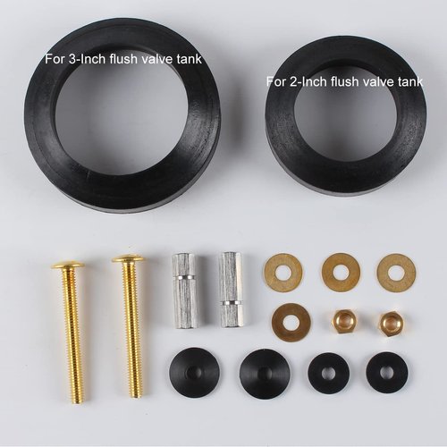 Universal Toilet Tank to Bowl Bolt Gaskets Extra Long Nut Kits Fits 2'' and 3'' Toilet Flush Valve Tank