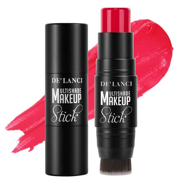 Creamy Blush Stick With Brush for Mature Skin/Lip/Eyes,Lightweight Luxuriously Blendable Rose Color Matte Multi Blush Stick for All Ages, Long Lasting Waterproof Cream Blush for Cheeks/Face #2